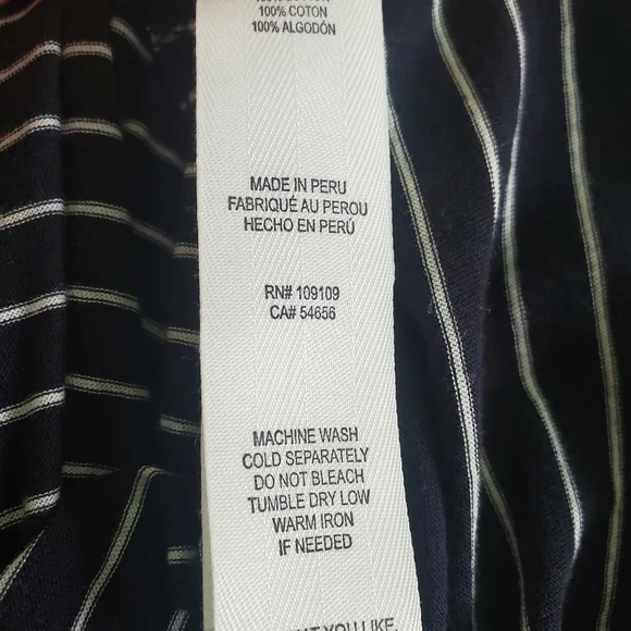 Vince Navy Blue Cotton Knit Striped Crew Neck Boxy Cut Long Sleeve T-Shirt S - Picture 10 of 12